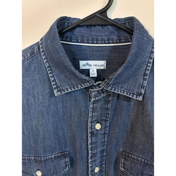 VNT late 80’s Peter Millar denim button-down shirt Size L - Picture 3 of 12